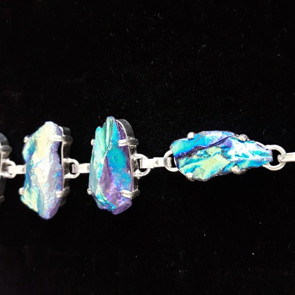 New Rainbow Titanium Crystal Agate Silver Bracelet. - Picture 8 of 8